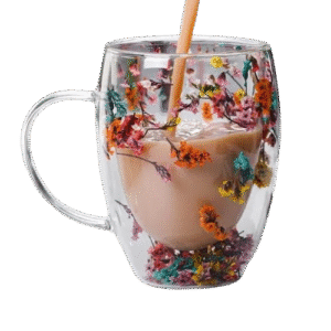 Elegant Flowered Double-Walled Mugs – 350ml Insulated Floral Cups