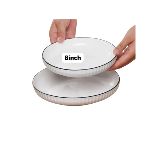 8-Inch Japanese Ceramic Side Plates – 6pcs Minimalist Dining Set