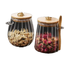 Glass Storage Jars with Bamboo Lids and Spoons – Leakproof Food Containers for Kitchen Use