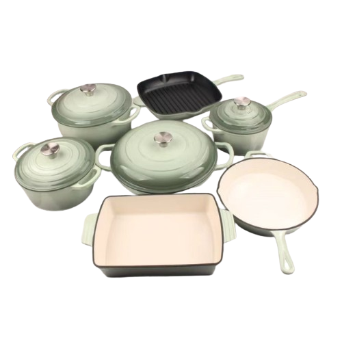 Premium Multiple Colore Gradient Cast Iron Cookware Sets – 11pcs