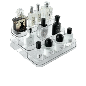 Clear Acrylic 3-Tier Vanity Display Organizers for Perfume & Cosmetics
