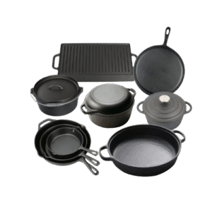 Heavy-Duty Raw Cast Iron Cookware Sets – 12pcs