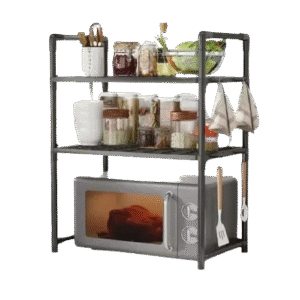Double Layer Heavy-Duty Carbon Steel Microwave Stands – Rust Resistant & Space-Saving Kitchen Organizers