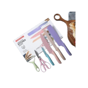 6-Piece Multicolor Stainless Steel Kitchen Knives Set – Sharp, Stylish & Versatile