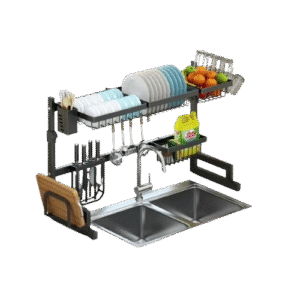 Over-the-Sink Single Layer Dish Racks – Space-Saving Black Elegance