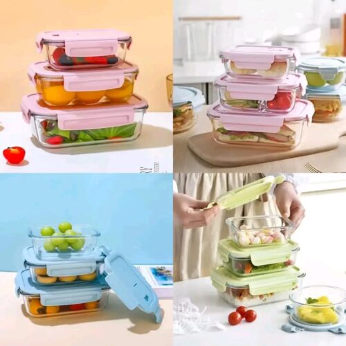 Microwave-Safe Borosilicate Glass Lunch Boxes – 500ml, 750ml & 1040ml - Image 2