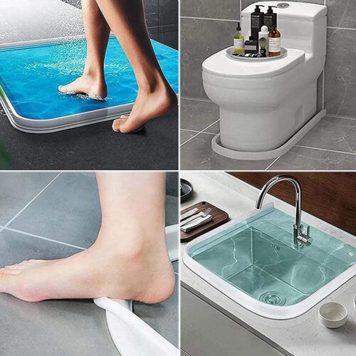 Shower Water Strippers for Bathroom Floors – Self-Adhesive Silicone Barriers in White or Grey - Image 2