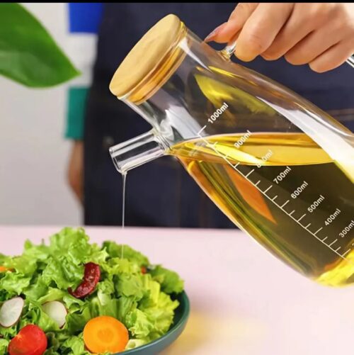 1000ml Glass Oil Bottles with Bamboo Lids – Premium Kitchen Dispensers - Image 2