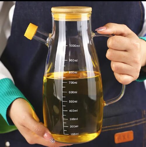 1000ml Glass Oil Bottles with Bamboo Lids – Premium Kitchen Dispensers - Image 3