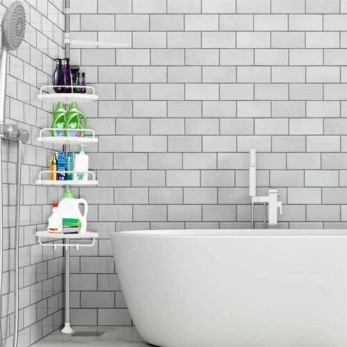4-Tier Telescopic Corner Shelf Organisers – Adjustable Upright Storage Solutions for Bathrooms & Kitchens - Image 3
