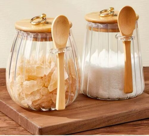Glass Storage Jars with Bamboo Lids and Spoons – Leakproof Food Containers for Kitchen Use - Image 3