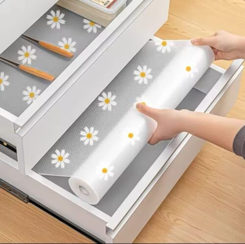 Daisy Pattern Oil-Proof Kitchen Drawer Liners – Moisture-Resistant Shelf Mats - Image 2