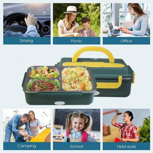 Smart 3-Compartment Electric Lunch Boxes for On-the-Go Meals - Image 2