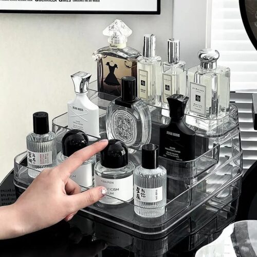 Clear Acrylic 3-Tier Vanity Display Organizers for Perfume & Cosmetics - Image 7