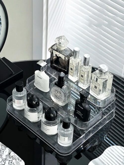 Clear Acrylic 3-Tier Vanity Display Organizers for Perfume & Cosmetics - Image 2