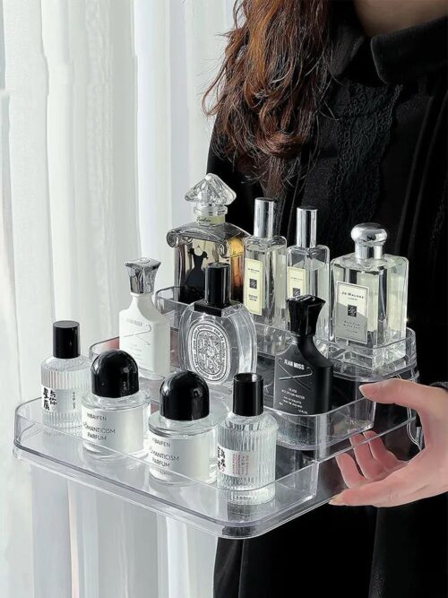 Clear Acrylic 3-Tier Vanity Display Organizers for Perfume & Cosmetics - Image 3