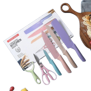 6-Piece Multicolor Stainless Steel Kitchen Knives Set – Sharp, Stylish & Versatile