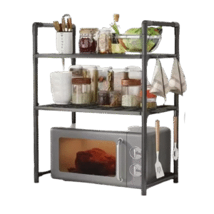 Double Layer Heavy-Duty Carbon Steel Microwave Stands – Rust Resistant & Space-Saving Kitchen Organizers