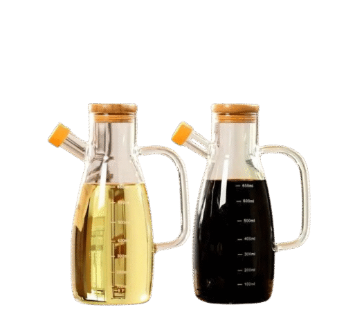 1000ml Glass Oil Bottles with Bamboo Lids – Premium Kitchen Dispensers