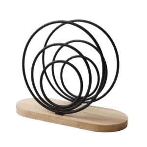 Elegant Circular Metal Napkin Holders with Wooden Base – Black Tabletop Organizers