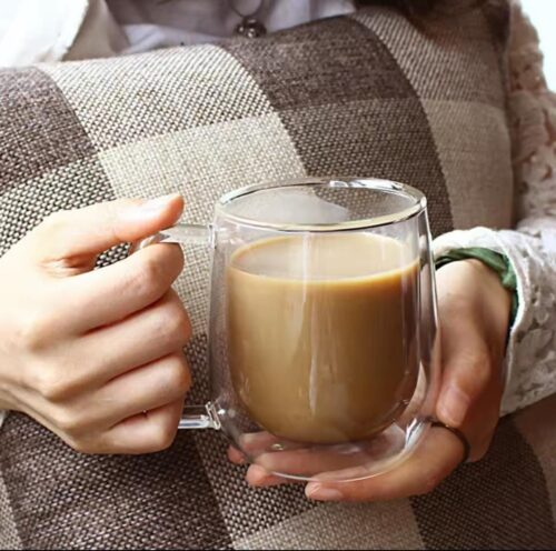 Transparent Double Wall Heat-Resistant Mugs – 350ml - Image 2